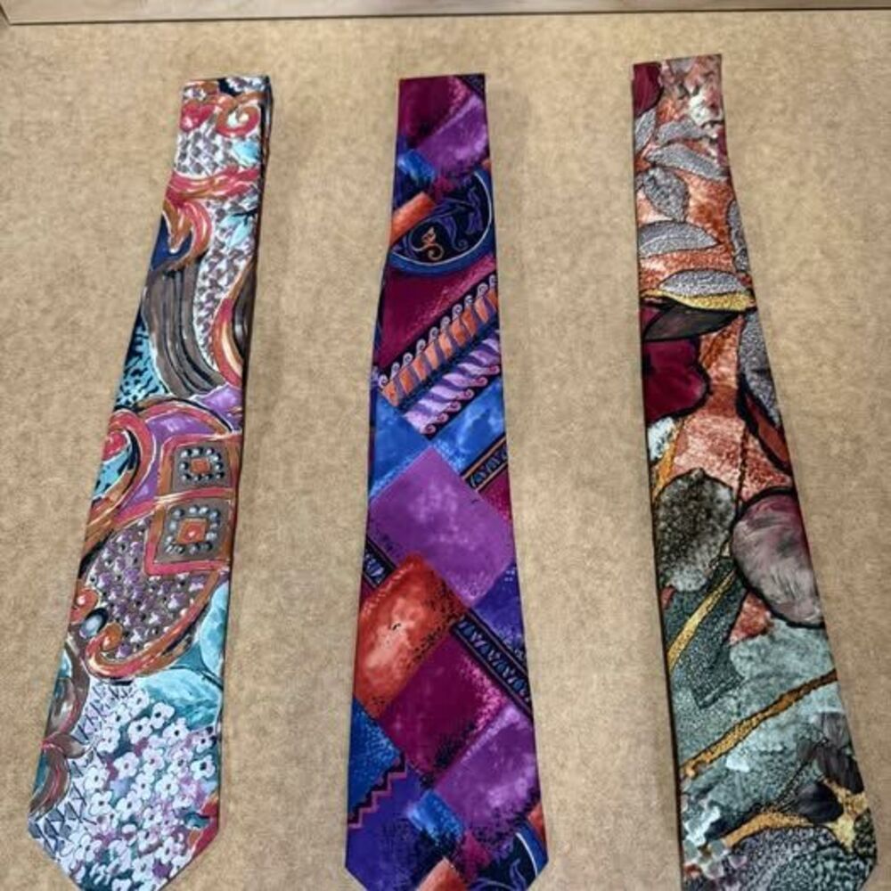 Lot of 3 Vintage Italian handmade silk Neckties